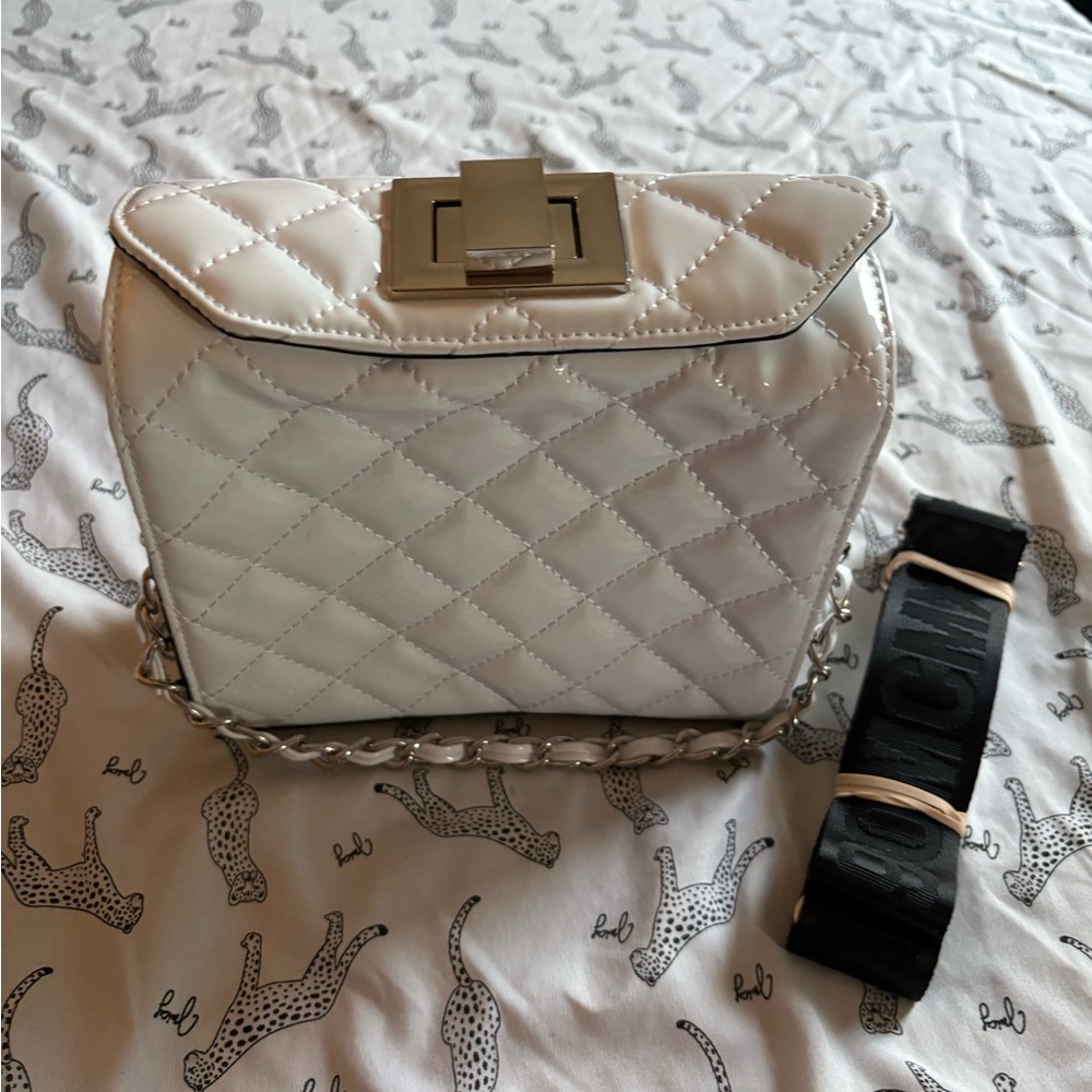 Steve Madden Ivory Quilted Crossbody Bag